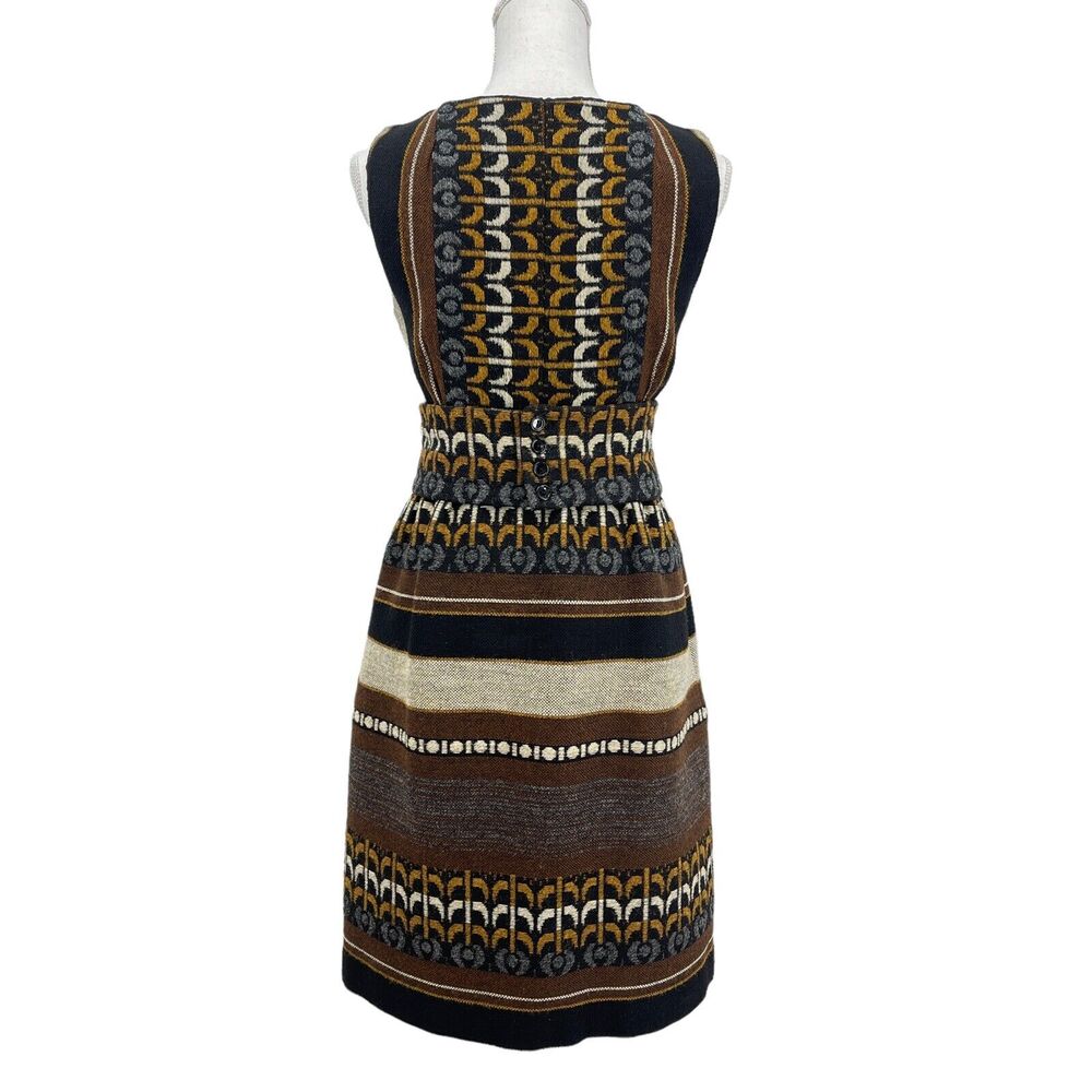 Vintage S Howard Hirsh California Woven Wool Tapestry Dress Leather Belt Sm Med - Picture 3 of 12